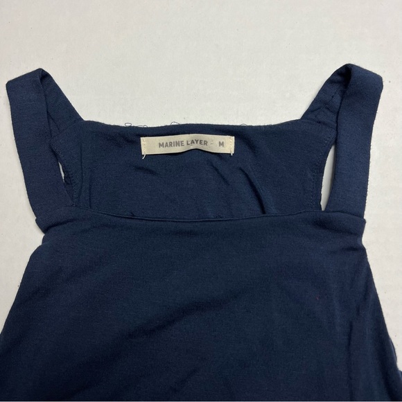 Marine Layer Lexi Daytime layered sleeveless midi dress In Navy - Picture 3 of 9